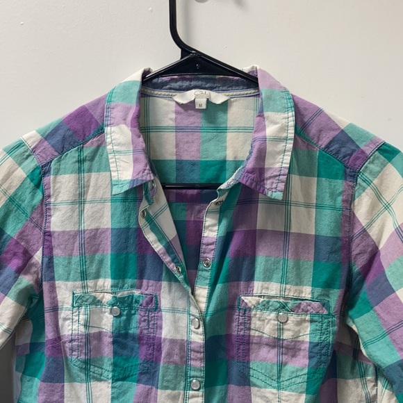 Clockhouse Green & Purple Striped Button-up - Picture 3 of 6